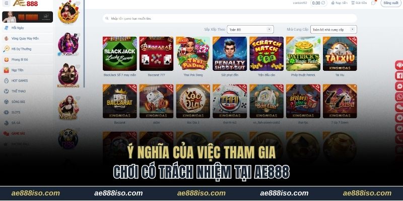 Ý nghĩa của việc tham gia chơi có trách nhiệm tại AE888